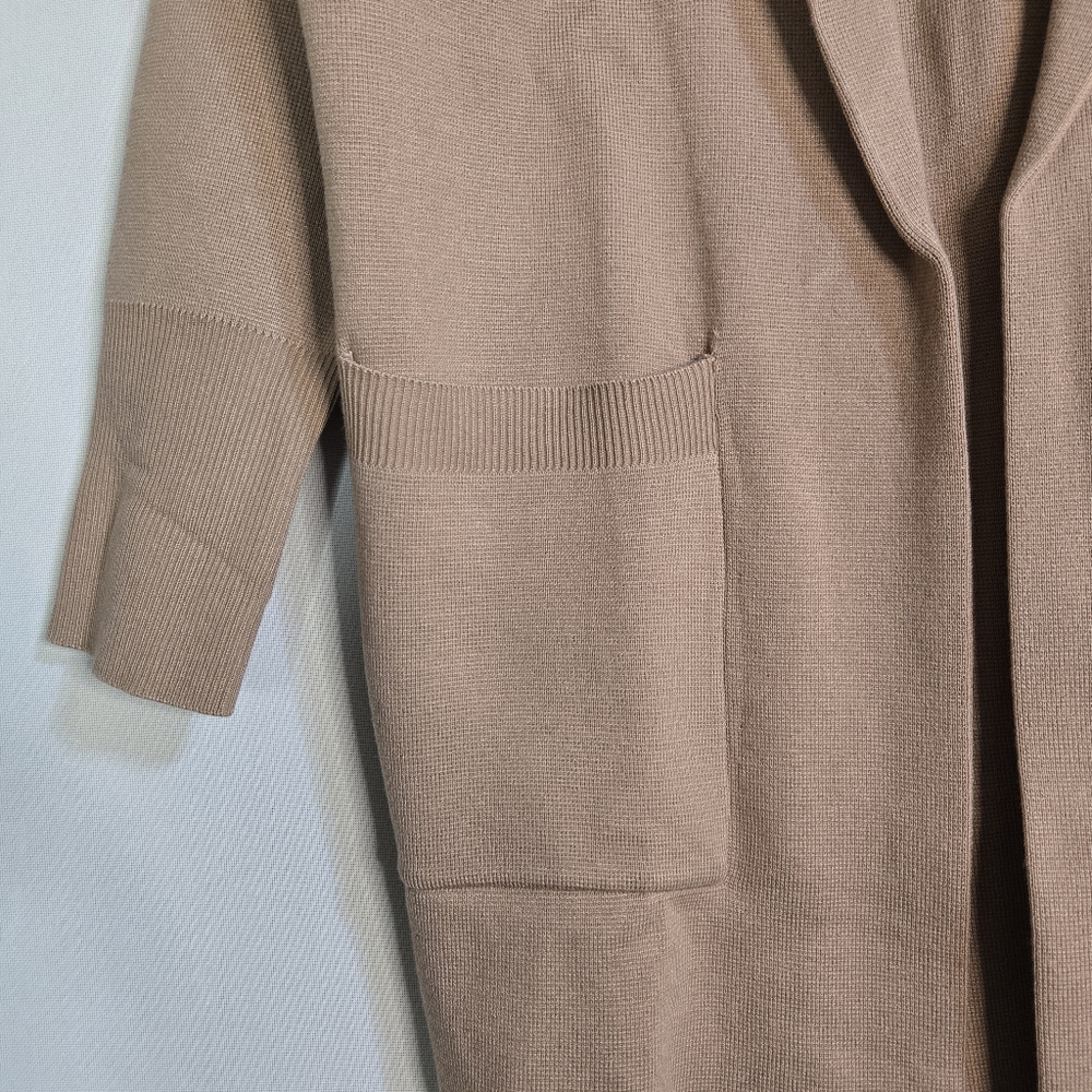 ANRABESS Women Size S, Camel Color Long Open Front Cardigan With Front Lapel NWT - Picture 7 of 11